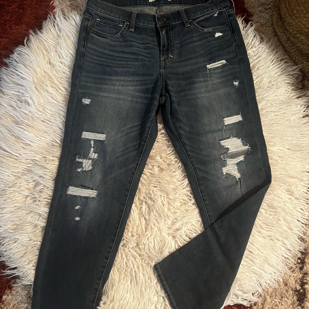 Abercrombie & Fitch Distressed Dark Gray Boyfriend Jeans